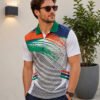 Sublimation T-shirts Grey Sports polo t-shirt featuring a collared neckline, short sleeves and performance-inspired design for gym, training and outdoor activities.