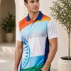 Sublimation T-shirts Light Blue Sports polo t-shirt featuring a collared neckline, short sleeves and performance-inspired design for gym, training and outdoor activities.