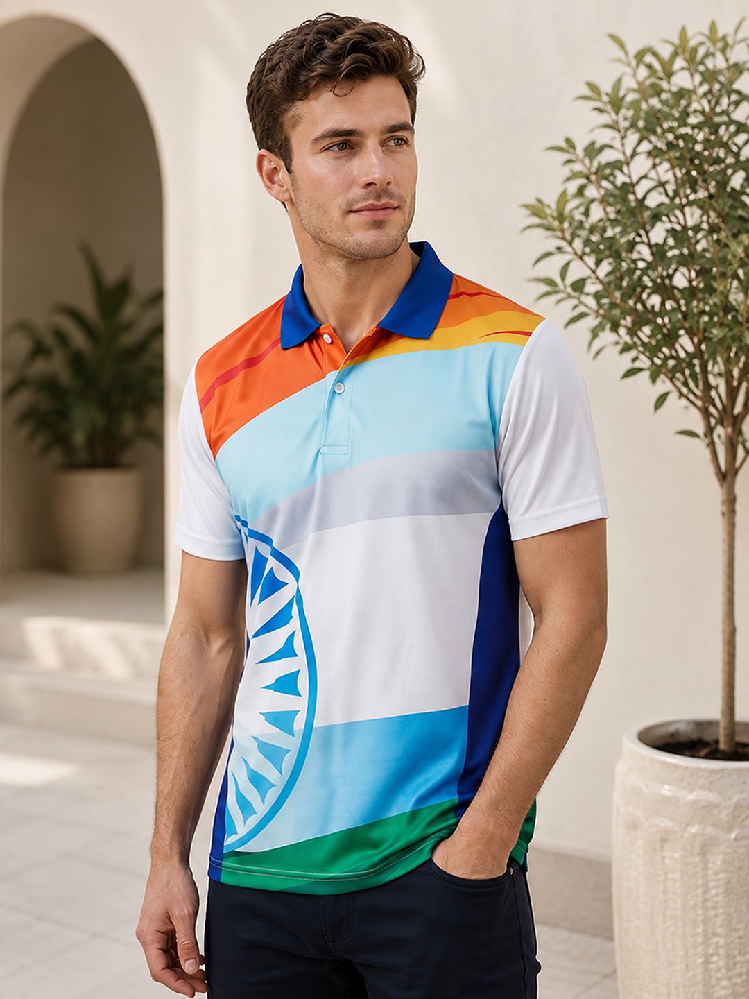 Sublimation T-shirts Light Blue Sports polo t-shirt featuring a collared neckline, short sleeves and performance-inspired design for gym, training and outdoor activities.