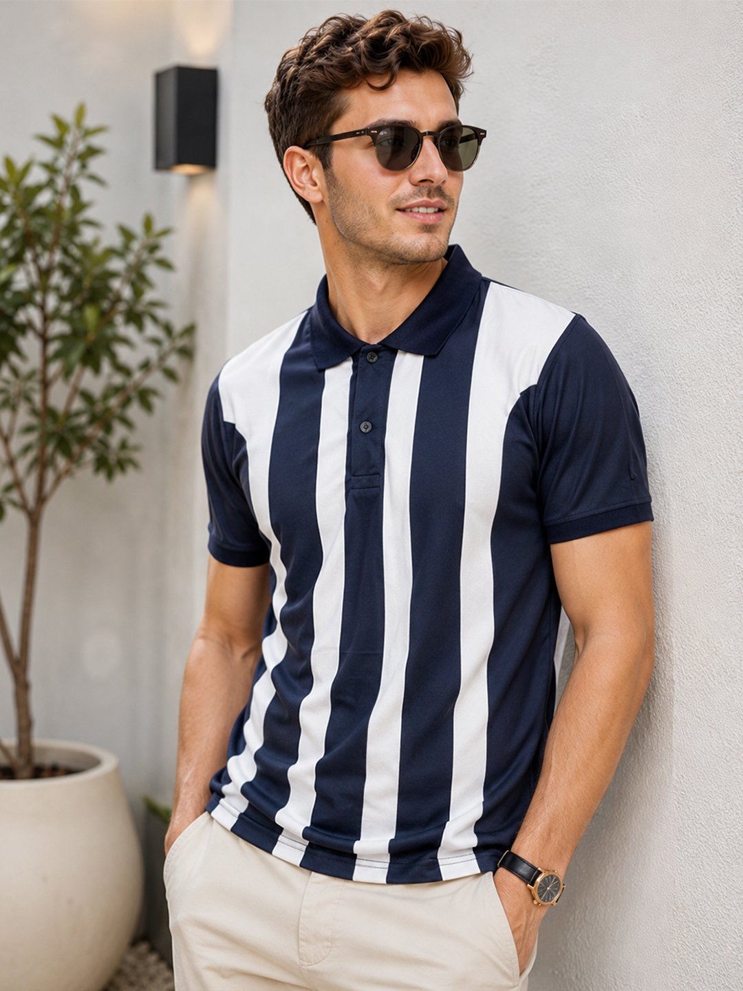 Sublimation T-shirts Navy Blue Sports polo t-shirt featuring a collared neckline, short sleeves and performance-inspired design for gym, training and outdoor activities.