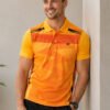 Sublimation T-shirts Orange Sports polo t-shirt featuring a collared neckline, short sleeves and performance-inspired design for gym, training and outdoor activities.