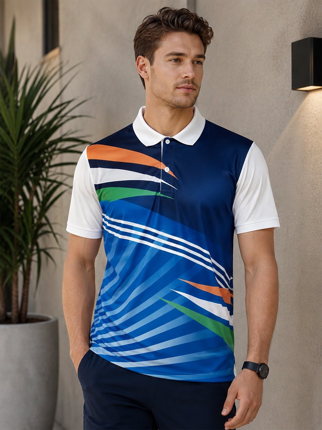 Sublimation T-shirts Peach Sports polo t-shirt featuring a collared neckline, short sleeves and performance-inspired design for gym, training and outdoor activities.