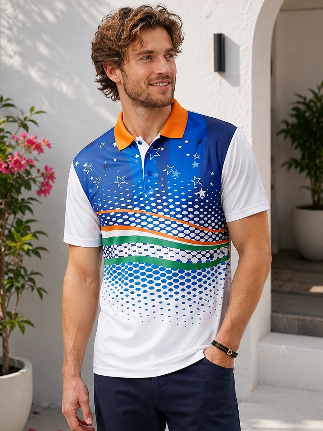 Sublimation T-shirts Saffron Sports polo t-shirt featuring a collared neckline, short sleeves and performance-inspired design for gym, training and outdoor activities.