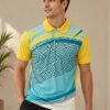 Sublimation T-shirts Yellow Sports polo t-shirt featuring a collared neckline, short sleeves and performance-inspired design for gym, training and outdoor activities.