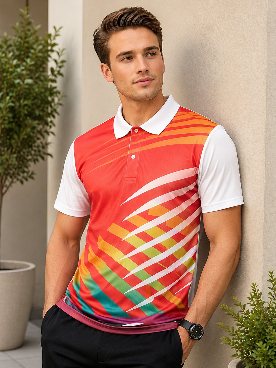 Sublimation Tshirts Pink Sports polo t-shirt featuring a collared neckline, short sleeves and performance-inspired design for gym, training and outdoor activities.