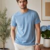 Modern casual tee featuring a comfortable fit, short sleeves and round neckline for effortless everyday outfit styling.