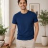 Modern casual tee featuring a comfortable fit, short sleeves and round neckline for effortless everyday outfit styling.