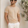 Modern casual tee featuring a comfortable fit, short sleeves and round neckline for effortless everyday outfit styling.